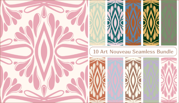 10 Art Nouveau Seamless Bundle