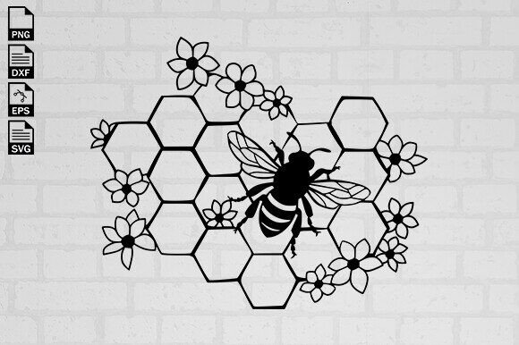 Bee Svg File, Floral Bee Honey Svg