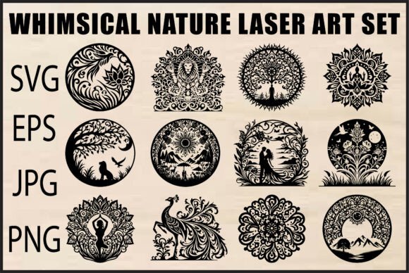 Black Nature Laser Cut Art