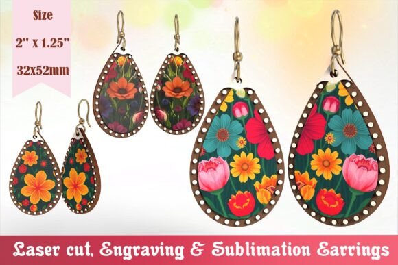 Boho Drop Earrings Laser SVG PNG