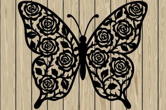 Butterfly Floral Stencil Silhouette SVG