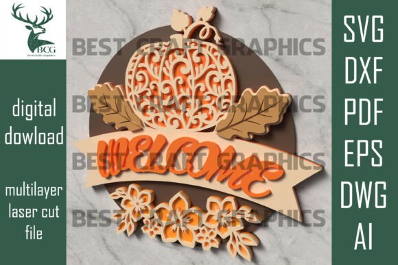 Fall Welcome Pumpkin SVG Sign