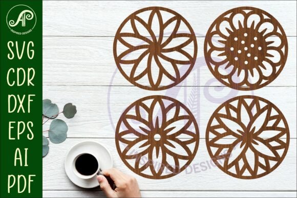 Floral Coasters, Laser Cut out Flower D3