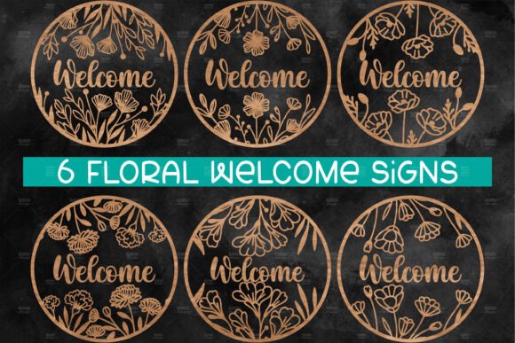 Floral Door Hanger Round Sign SVG