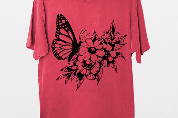 Floral Flying Butterfly Vector Svg