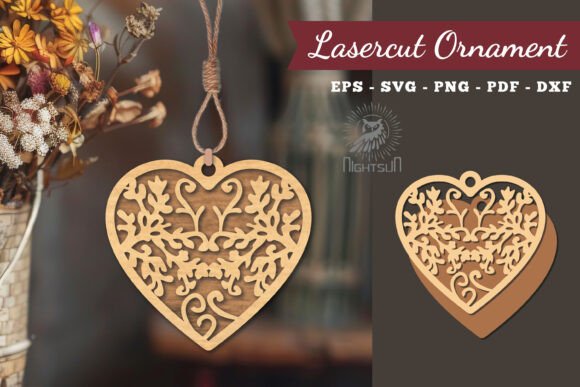 Floral Heart Laser Cut Ornament 4