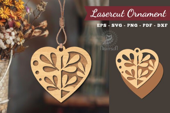 Floral Heart Laser Cut Ornament 7