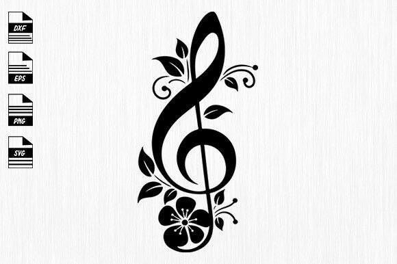 Floral Music Note Svg, Music Notes Svg