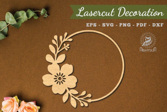 Floral Round Lasercut Decoration SVG 1
