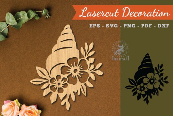 Floral Shell Lasercut Decoration SVG 1