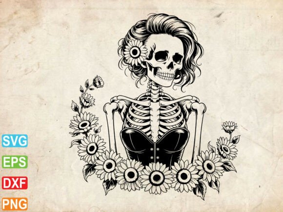 Floral Woman Skull SVG, Skeleton Shirt