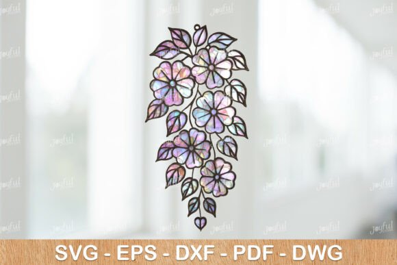 Hanging Floral Vine Suncatcher SVG