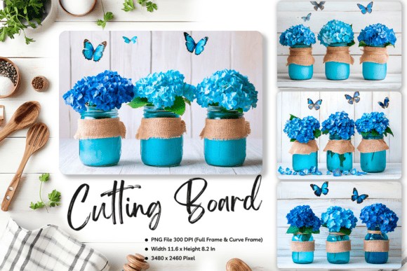 Mason Jar Flower Cutting Board Floral