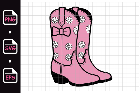 Pink Cowgirl Boots with Floral Pattern