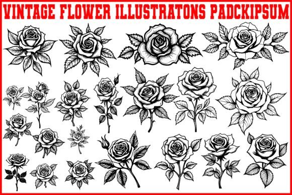 Retro Rose Vector Pack