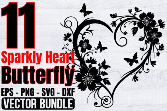 Sparkly Heart Butterfly Svg Bundle
