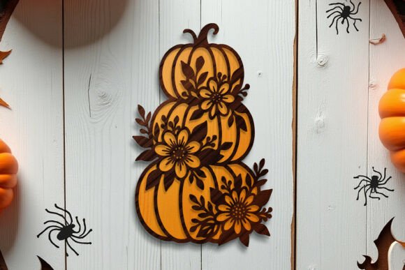 Stacked Flower Pumpkins Laser Cut SVG